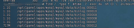 1panel面板mysql8设置binlog周期
